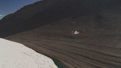 Helicopter from the US Station McMurdo over the Dry Valleys