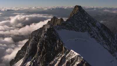 Snow-capped mountains at sunset, Bernina Range