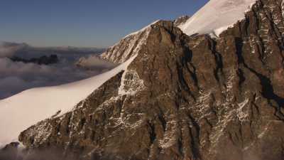 Snow-capped mountains at sunset, Bernina Range