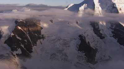 Snow-capped mountains at sunset, Bernina Range