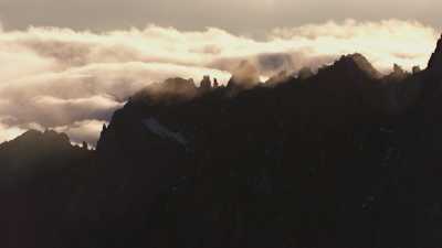 Snow-capped mountains at sunset, Bernina Range