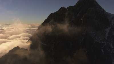 Snow-capped mountains at sunset, Bernina Range