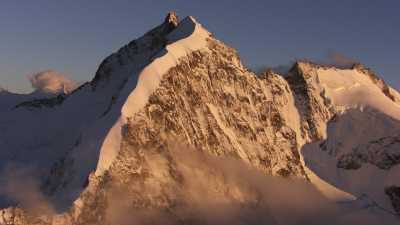 Snow-capped mountains at sunset, Bernina Range