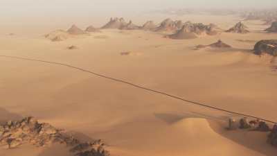 Saharan road crossing the desert