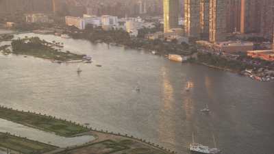 cairo Nile's shores in sundown light