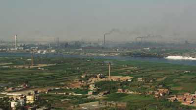 Factories and fields close to Cairo city