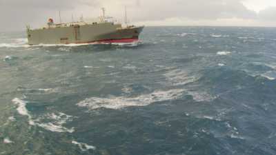 Freighter in a storm