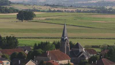 Small country village and its church