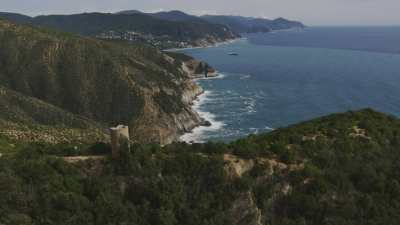 Rocky coast, Sestri Levante and industrial port of La Spezia