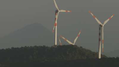 Hills and wind turbines in Tuscany near Santa Luce