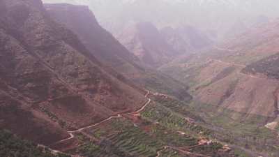 Timnkar Plateau, stepped crops, mountains and village