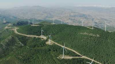 Wind turbines in the mountains near Tetouan