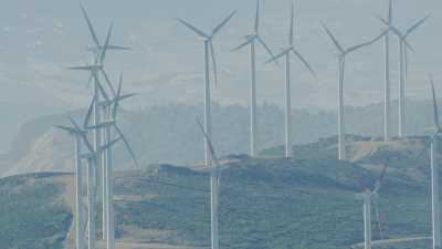 Wind turbines in the mountains near Tetouan