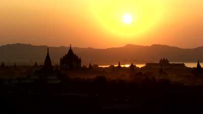 Sunset on Bagan temples