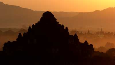 Sunset on Bagan temples