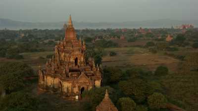 Monks procession on a Bagan Temple