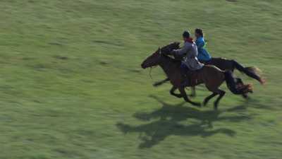 Young riders in the steppe
