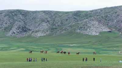 Polo game in the steppe