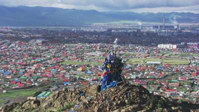 Ulaanbaatar city spreading in the steppe