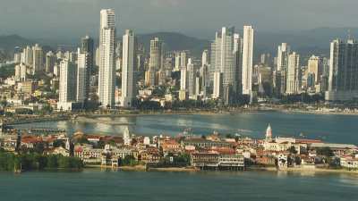 The city at the Panama Canal entrance