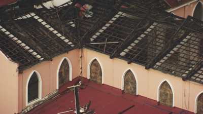 Tacloban church's roof destroyed after typhoon