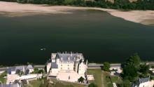 Vienne and Loire rivers confluence, Montsoreau Castle and village