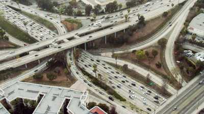 motorway intersection and road traffic in Los Angeles