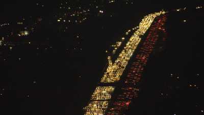 Motorway surrounding Los Angeles by night