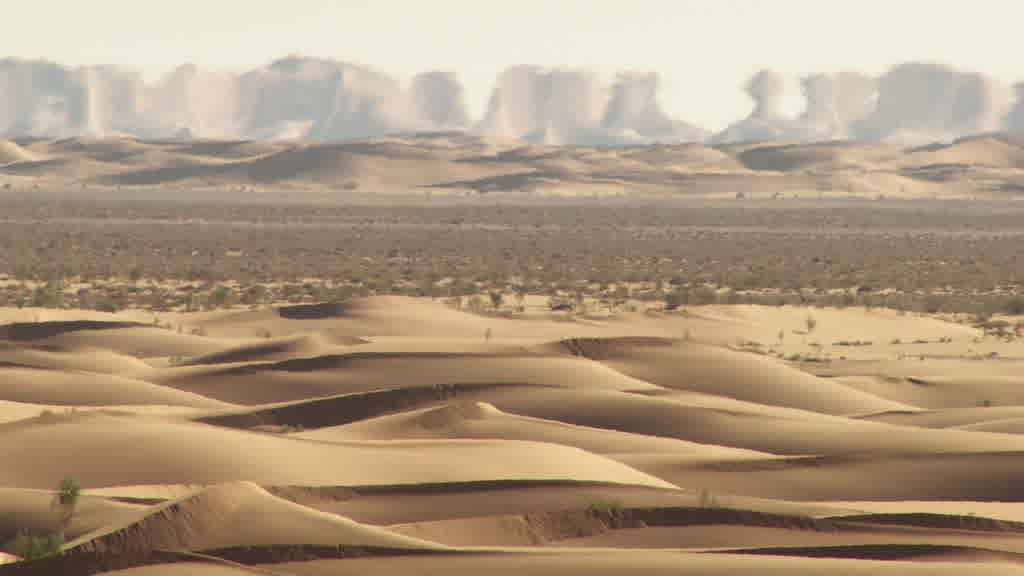 Un mirage (Fata Morgana) dans le Sahara