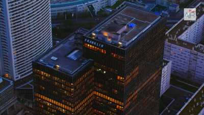 The business district of Paris La Defense by dusk / The area Terrasses de Nanterre