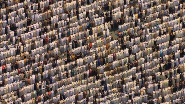 Eid al-Adha prayer in front of the Hassan II Mosque