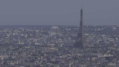 Wide shots of Paris and the Eiffel Tower